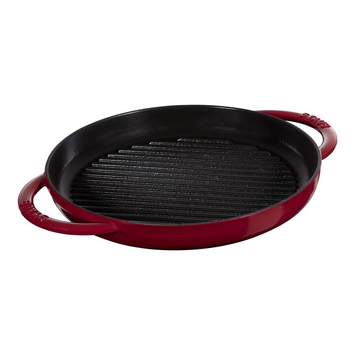 Grill Pans, 26 cm / 10 inch cast iron round Grill pan, Bordeaux, large 1