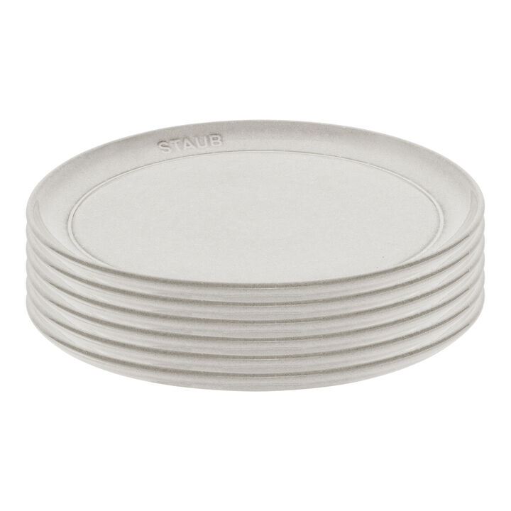 Tellerset, 6-tlg. / 22 cm, Weisser Trüffel, Keramik, large 1