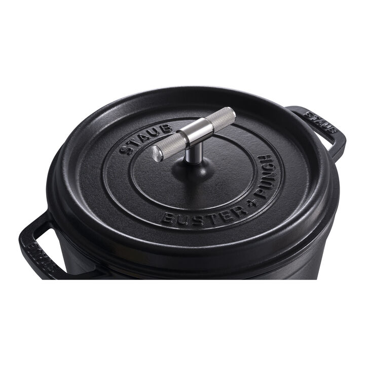 Cast Iron, 4 qt, Round, Dutch Oven Buster And Punch, Black Matte, large 3
