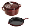 3-pc, Cocotte and Fry Pan Set, grenadine,,large