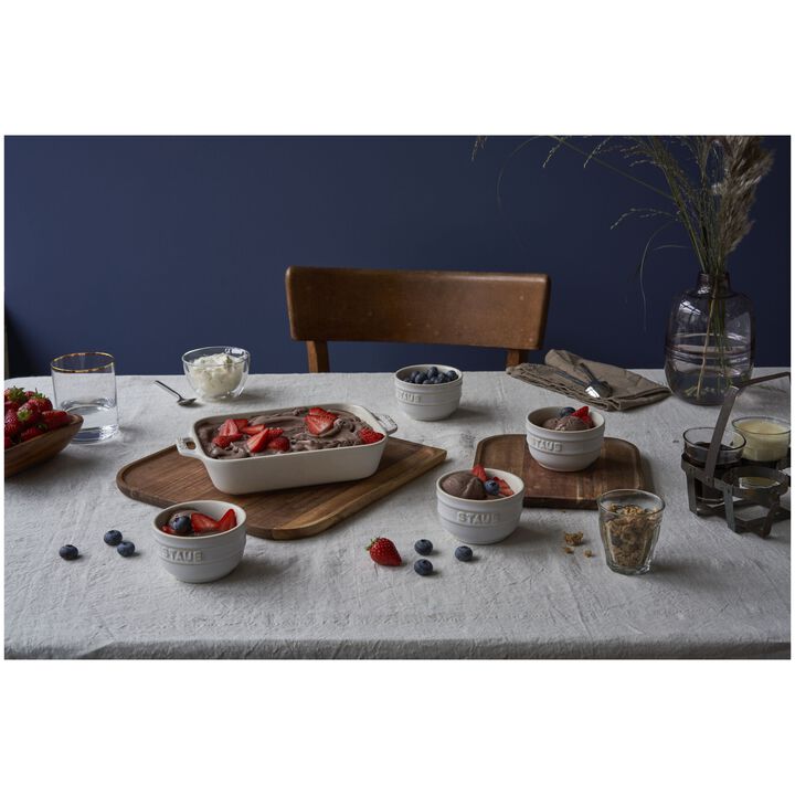 Ceramique, Ofenformenset 3-tlg, rechteckig, Elfenbein-Weiß, Keramik, large 2