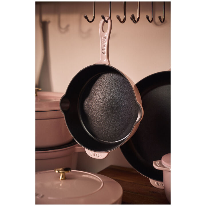 Cast Iron, 8.5-inch, Traditional Deep Skillet, Pink Peony - Factory Second, large 2