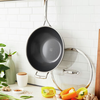 Wok Tava Kapaklı | 18/10 Paslanmaz &Ccedil;elik | Metalik Gri | 30 cm,,large 2