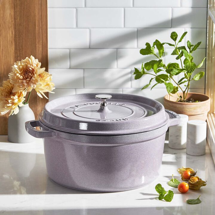 Cast Iron, 4 qt, Round, Dutch Oven, Lilac, large 2