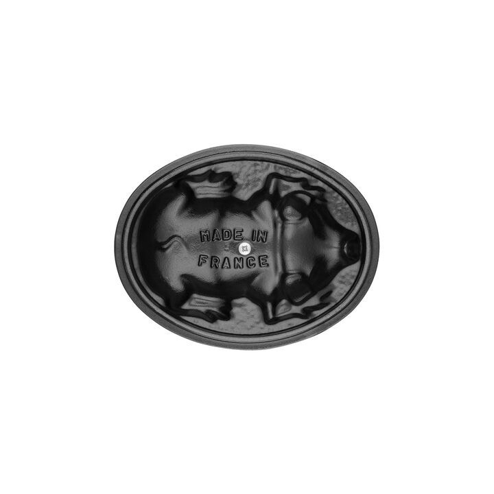 Cast Iron, 1.1 qt, Oval, Pig Dutch Oven, Graphite Grey, large 3