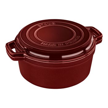 6 l cast iron round Braise + grill, grenadine-red - Visual Imperfections,,large 1
