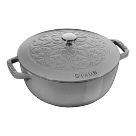 Staub Cast Iron - Specialty Shaped Cocottes, 3.75 qt, Essential French Oven Lilly Lid, graphite grey