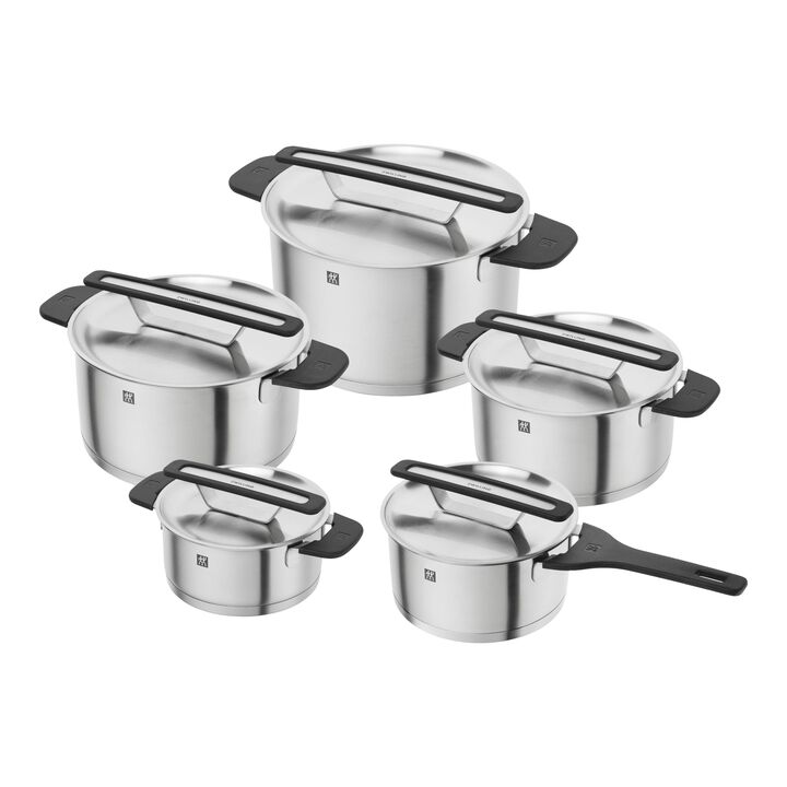 More, 5-pcs, Set de casseroles, Argent, large 1