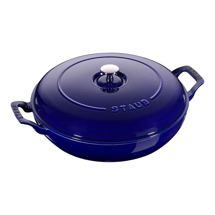 Cast Iron, 3.5 qt, Braiser, Dark Blue, large 1