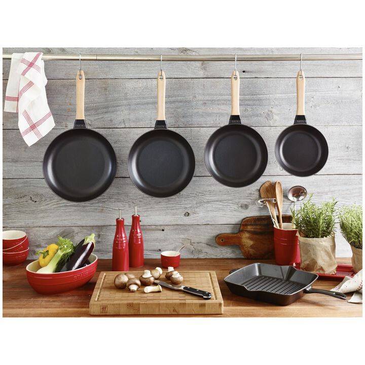 Cast Iron, 8-inch, Frying Pan With Wooden Handle, Black Matte, large 3