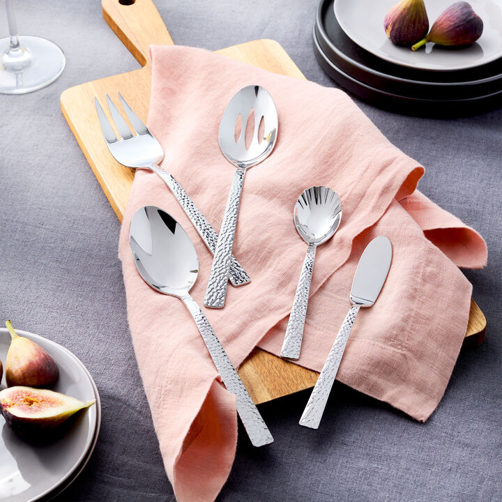 King (polished), 45-pc Hammered Flatware Set, 18/10 Stainless Steel , large 3