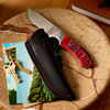 Outdoor, 3.5-inch, Hunting Knife With Leather Sheath, Red Jigged Bone, small 2