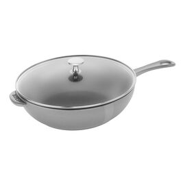 Staub Cast Iron - Fry Pans/ Skillets, 10-inch, Daily pan with glass lid, graphite grey
