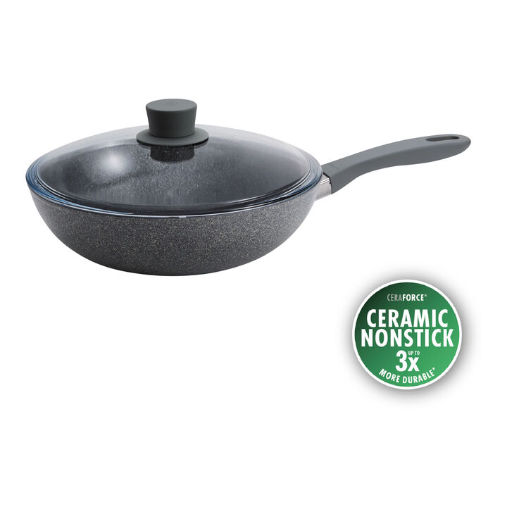 Parma Plus Ceramic, 28 cm / 11 inch aluminum Wok with lid, large 1