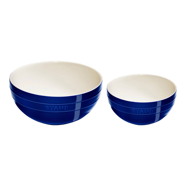 Stoneware, 2-pc, Large Mixing Bowl Set, dark blue, large 1