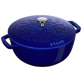 Staub La Cocotte, 3.6 l cast iron round French oven with lily lid, dark-blue