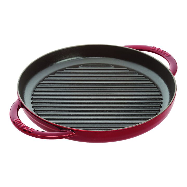 Cast Iron, 10-inch, Round Double Handle Pure Grill, grenadine, large 1