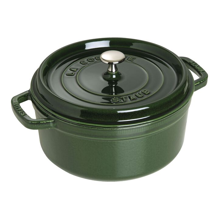 Cast Iron, 5.5 qt, Round, Dutch Oven, Basil, large 1