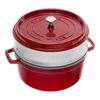 La Cocotte, 26 cm round Cast iron Cocotte with steamer cherry, small 1