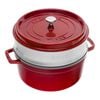 5.25 l cast iron round Cocotte with steamer, cherry,,large