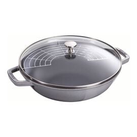 Staub Specialities, 30 cm / 12 inch cast iron Wok with glass lid, graphite-grey