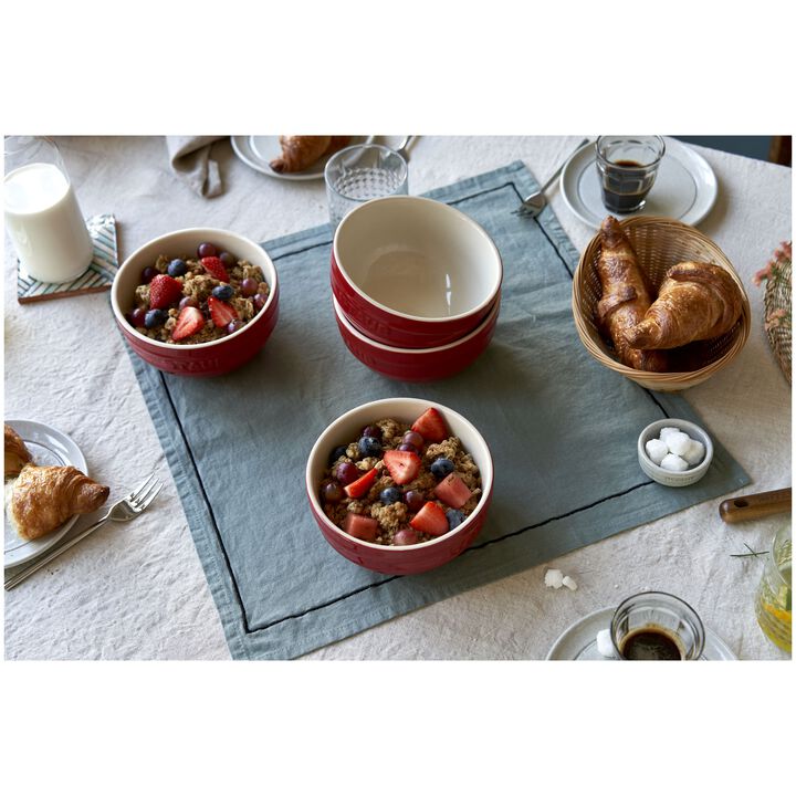 Stoneware, 6.5-inch / 2-pc, Large Universal Bowl Set, cherry, large 2