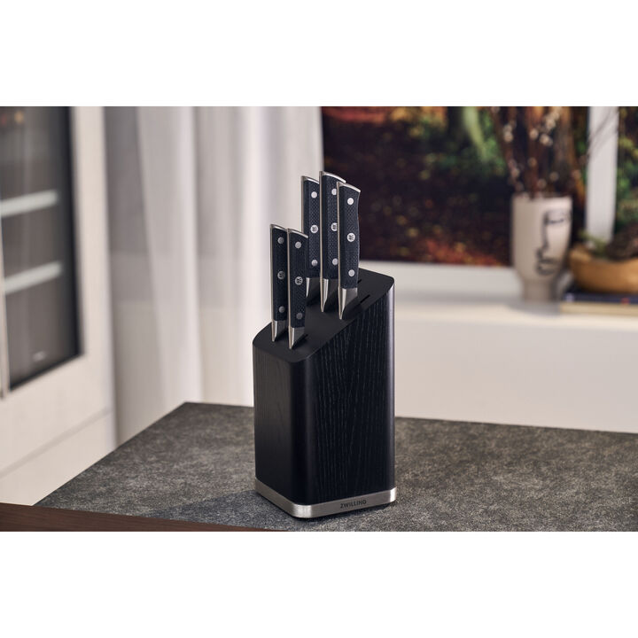 Spectrum, 6-pcs, Knife block set, black, large 3