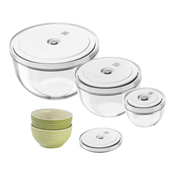 Fresh & Save BOWLS, 真空保存ボウル,セラミックボウル マカロングリーン セット, large 1