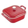 Ceramic - Covered Baking Dishes, 9-inch, Square, Covered Baking Dish, Cherry, small 1