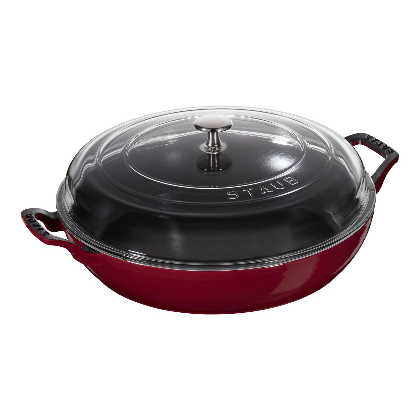 Staub Cast Iron 12inch, Saute pan with glass lid, bordeaux Official
