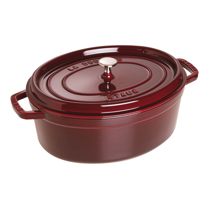 Cast Iron, 5.75 qt, Oval, Dutch Oven, Grenadine, large 1