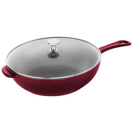 Staub Cast Iron - Fry Pans/ Skillets, 10-inch, Daily pan with glass lid, grenadine