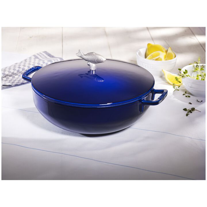 Cast Iron, 5 qt, Bouillabaisse pot, dark blue, large 2