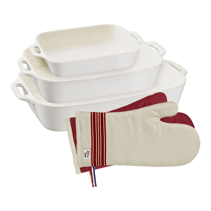 Ugnform set 3 st med grytvantar, Elfenben-Vit, large 1