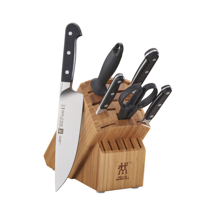 Pro, 7-pc, Knife block set, bamboo, large 1