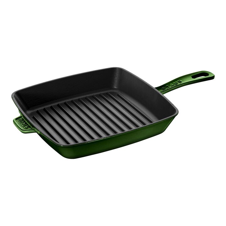 Cast Iron, 12-inch, Cast Iron, Square, Grill Pan, Basil, large 1