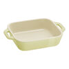 Ceramique, 2-pcs rectangular ceramic Ovenware set light green, small 2