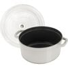 Cast Iron, 4 qt, round, Glass Lid Cocotte, white truffle, small 3