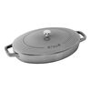 13-x 9.06 inch, oval, Oven dish with lid, graphite grey,,large