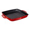 33 cm / 13 inch cast iron square Grill pan, cherry,,large