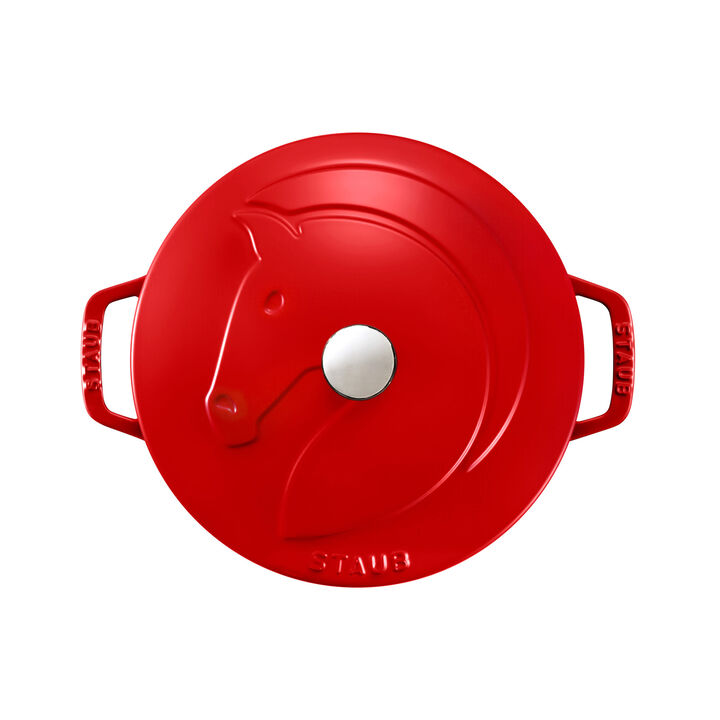 La Cocotte, 3.6 l cast iron round French oven horse, cherry - Visual Imperfections, large 2