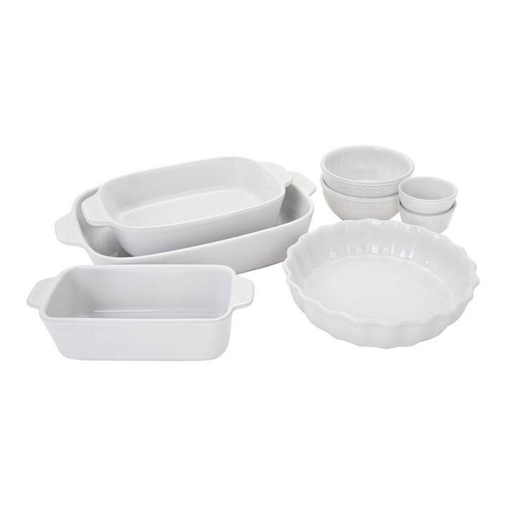 Ceramic, 8 Piece Bakeware set, white, large 1