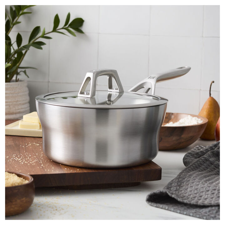 Motion Stainless Steel,  stainless steel round Sauce pan with lid, silver, large 2