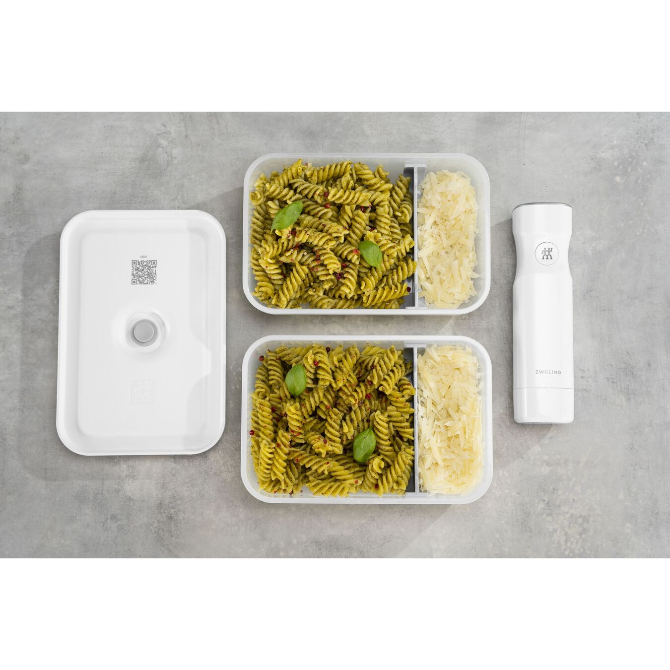 Lunch box L plate, Plastique, semi transparent-Gris,,large 10