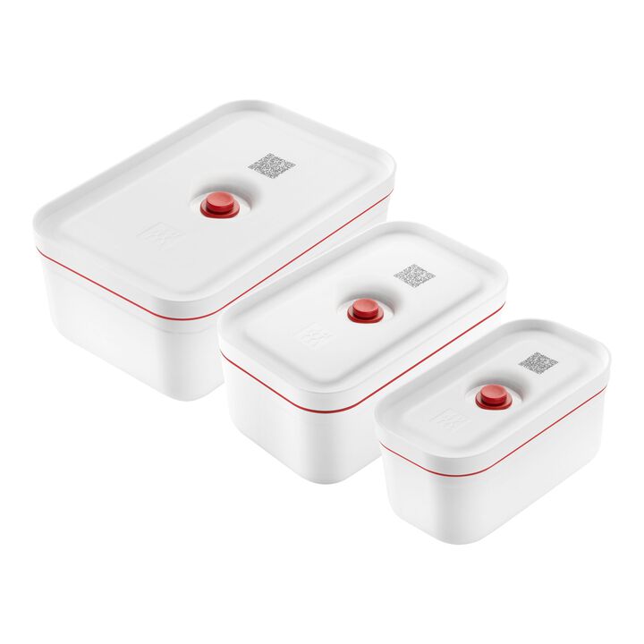 Fresh & Save, Set di lunch box, 3-pz. / S/M/L, bianco-rosso, Plastica, large 1