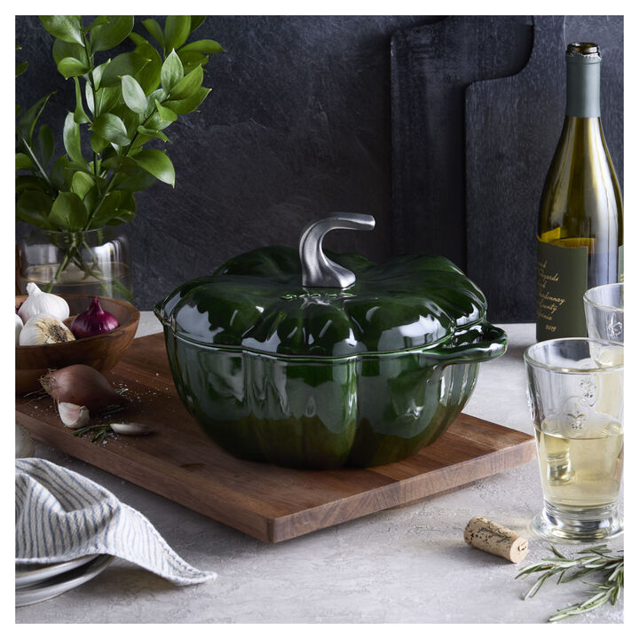 Cast Iron, 3.5 qt, Pumpkin, Dutch Oven With Stainless Steel Knob, Basil, large 2