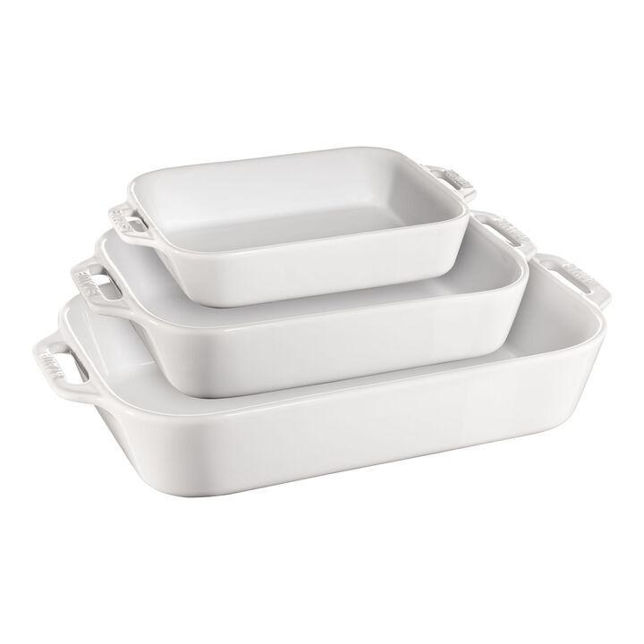 Stoneware, 3-pc, Ovenware set, white, large 1