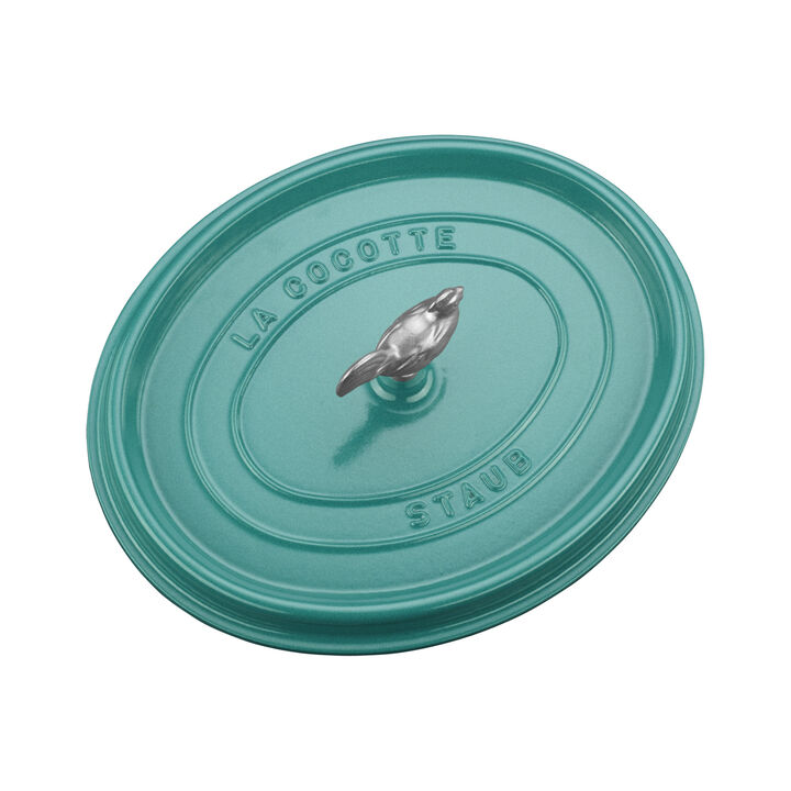Cast Iron, 5.75 qt, Oval, Coq Au Vin Dutch Oven, Turquoise, large 4