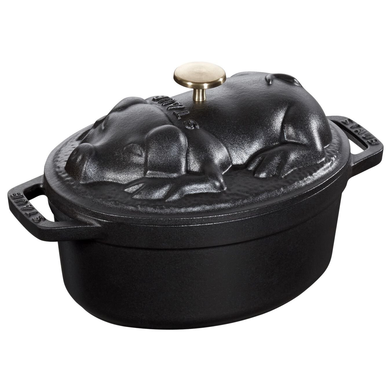1 l cast iron oval Cocotte, black,,large 2