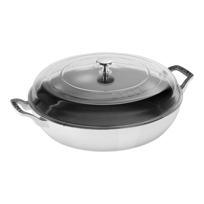 3.5 qt, Braiser Cast Iron With Glass Lid, Pure-white